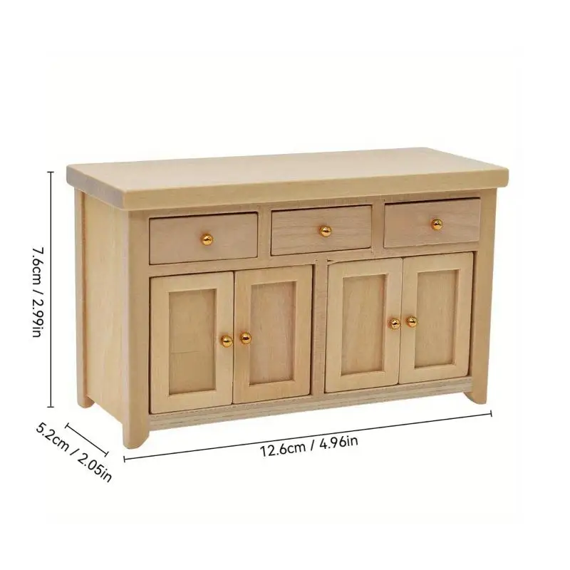 1Pcs 1/12 Skala Puppenhaus Schrank Wohnzimmer Miniatur Birke Puppenhaus Simulation Schrank DIY Zubehör