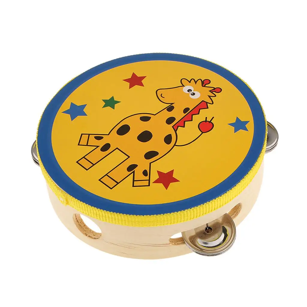 Wooden Tambourine Small Hand Percussion Bulk Drum Toy Kids Musical Instrument for Celebration Event