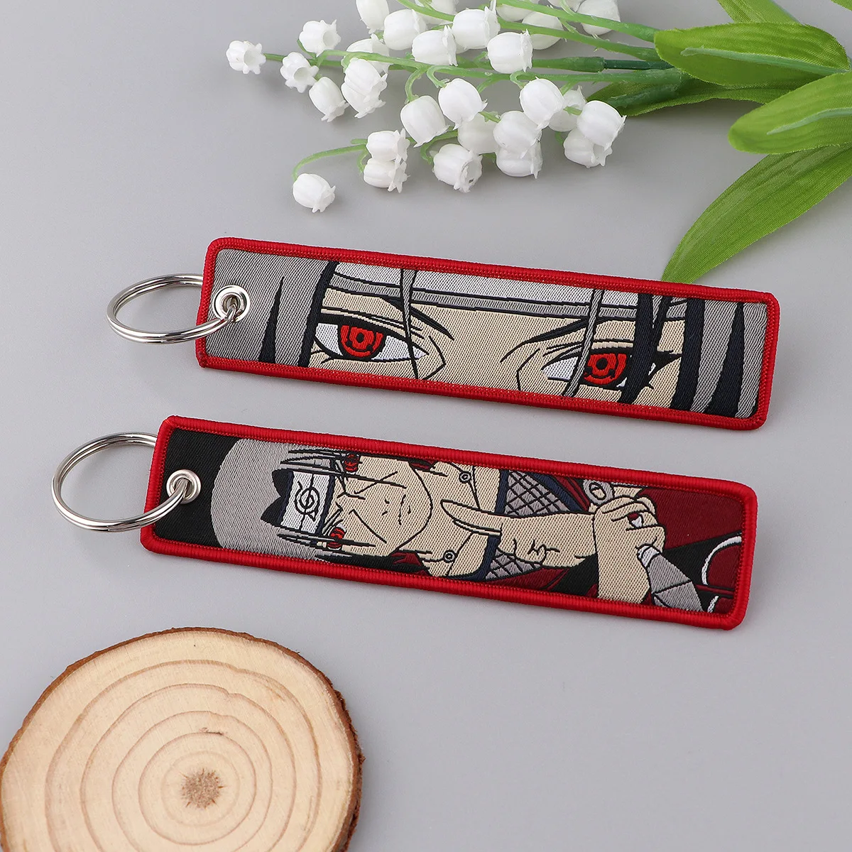 Anime Naruto Embroidery Key Fobs Cool Key Tags Keychains for Women Men Car Keyring Cosplay Accessories Toys Gift - view 5