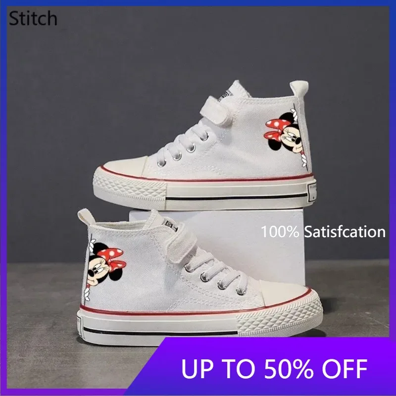 Girl Boys Kids disney Mickey Mouse Clubhouse High-top Low shoes Love Canvas Shoes Casual Cartoon comfort Children Print Shoes 68