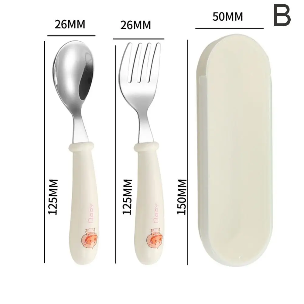 Children Spoon Forks Box Kids Stainless Steel Kids Feeding Utensils Dinnerware Cutlery Baby Baby Cutlery Portable Tableware E6L1