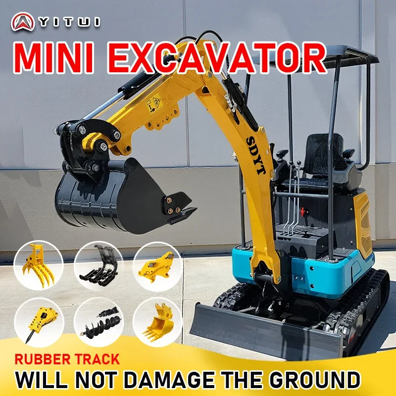 Europa Landbouw Minigraafmachine 1Ton Topkwaliteit Hydraulisch 1000kg Kleine Graafmachine Crawler Micro Graafmachine 1.2Ton Aangepaste prijs