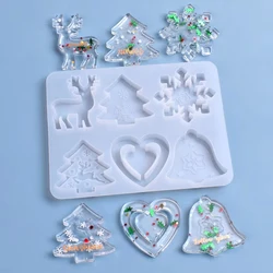 Christmas Mold DIY Resin Crystal Epoxy Mold Snowflake Elk Pendant Keychain Listing Jewelry Silicone Mold Set For Resin