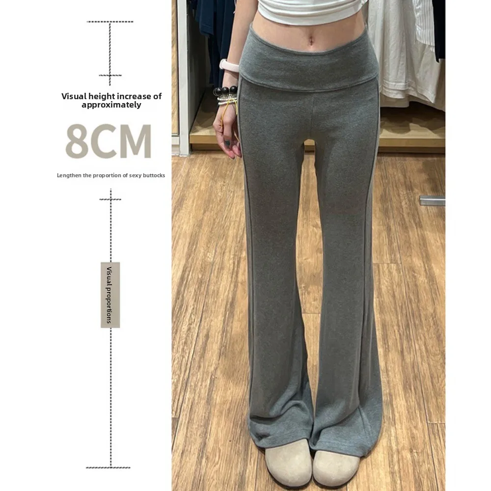 Pantaloni da yoga da donna leggermente svasati blu navy, pantaloni sportivi autunnali a vita bassa e aderenti, per sollevare i fianchi di piccole dimensioni