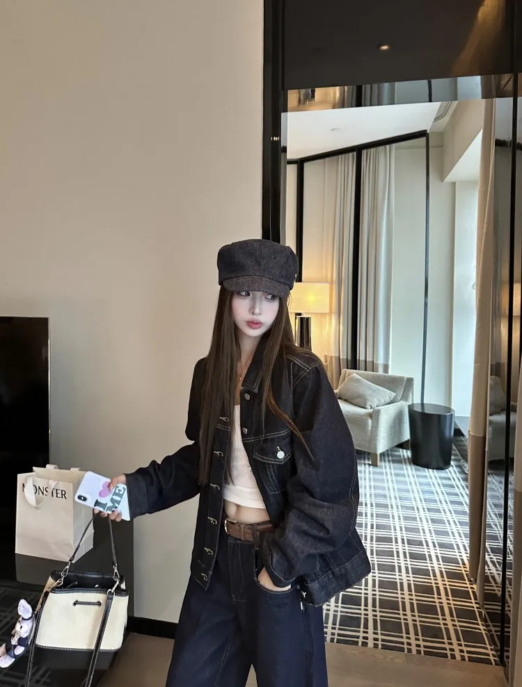 

Джинсовые пальто унисекс, женские весенние сращенные кружевные реглан, романтический воздушный шар с рукавами и круглым вырезом, нежный молодежный фестиваль, одинаковые французские