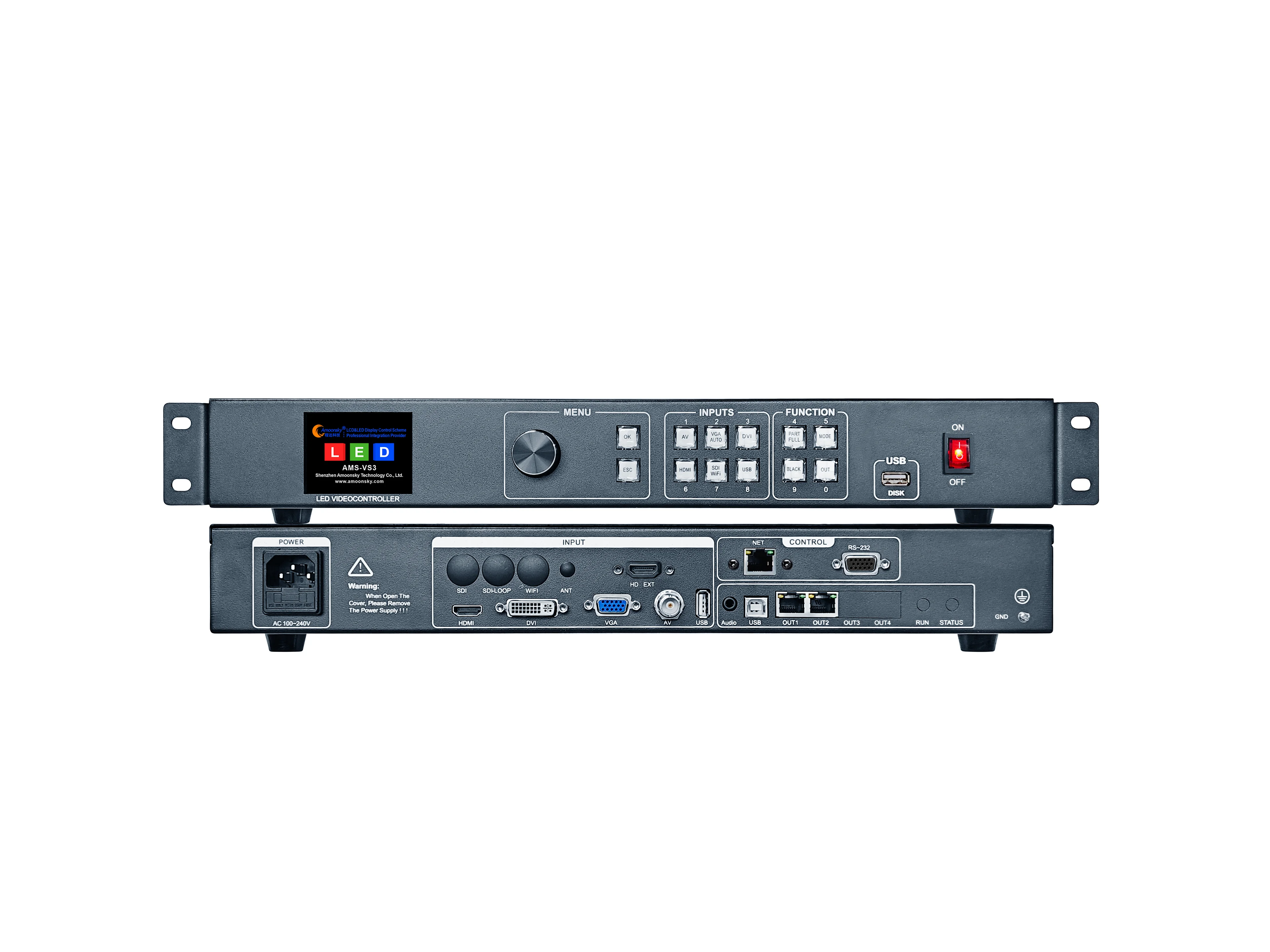 LED Display All in One Video Controller VS3 USB Plug and Play 2 RJ Ethernet Outputs for Party DJ LED Rental Equipment Like V960
