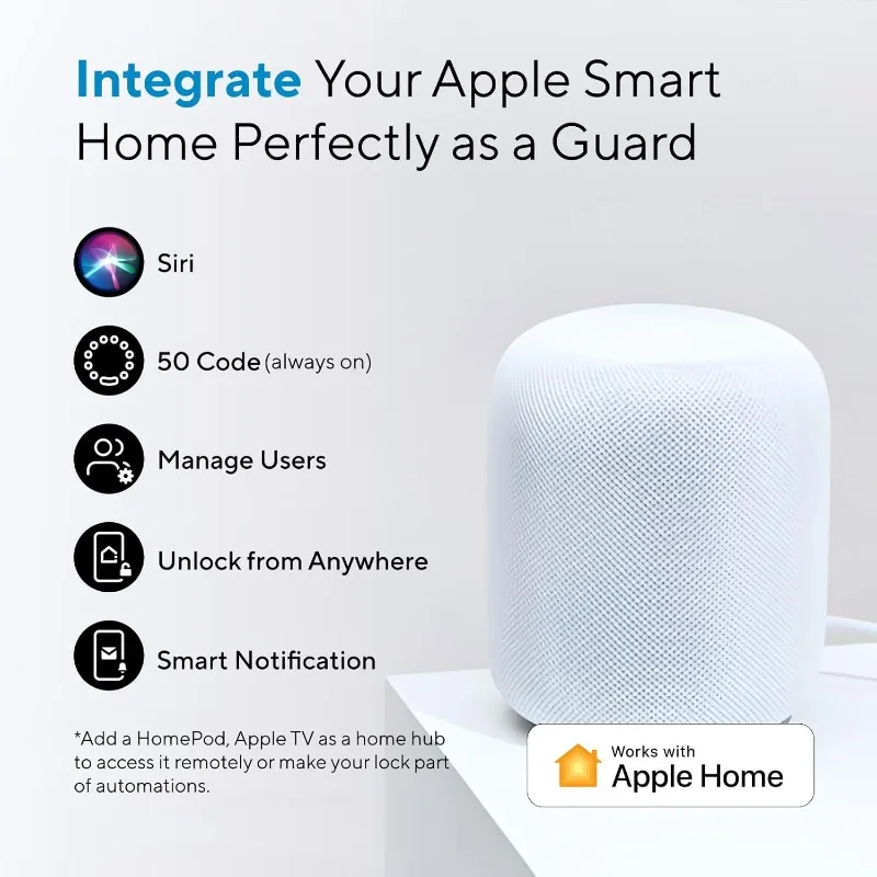 Works with Apple HomeKit - Built-in WiFi Keyless Entry Door Lock - Voice Control with Siri, Alexa, Google