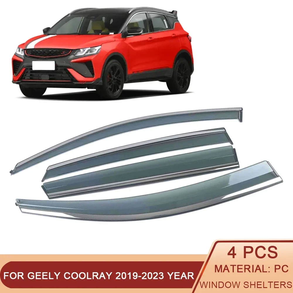 

For Geely COOLRAY 2019-2024 Car Window Sun Rain Shade Visor Shield Shelter Protector Cover Frame Sticker Exterior Accessories