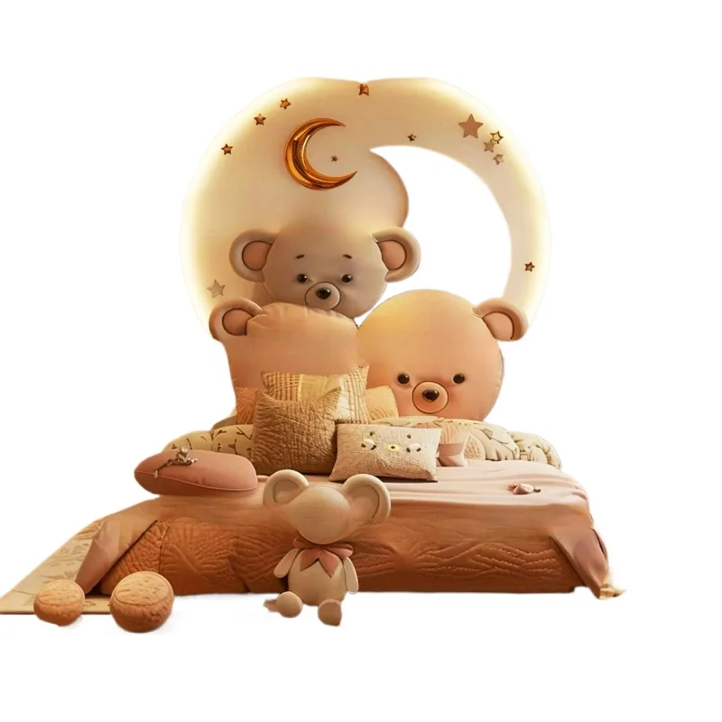 

Children's bed Princess room Three Little Pigs Bear Children's furniture Double be d