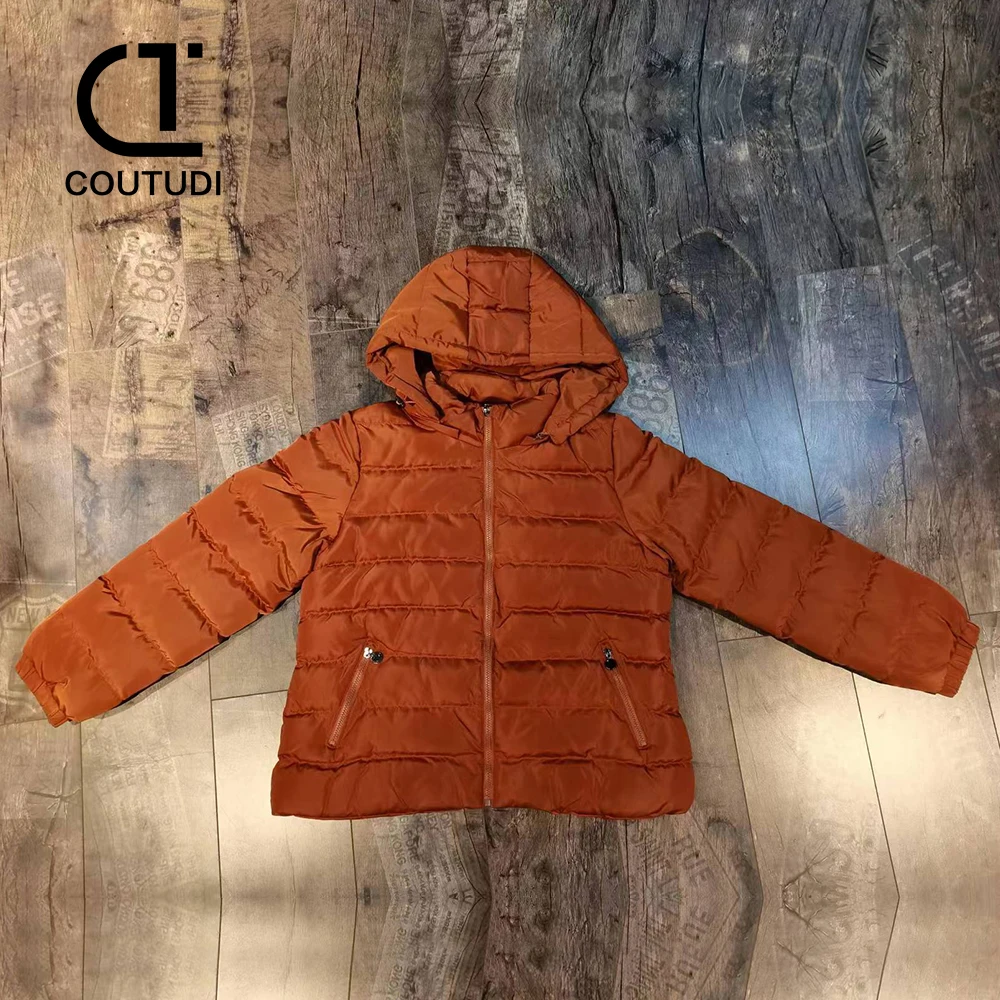 COUTUDI-Lightweight Cotton Padded Down Jacket for Women, Hooded Puffer Coat, Female Outwear, Casual Parkas, Winter Clothing