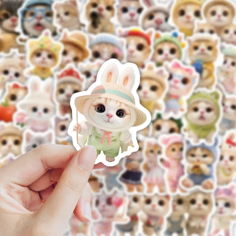 

70PCS Cute Funny Cat Meme Kawaii Cartoon Kitten Doodle Decorative Stickers Waterproof Decals Children's Toys DIY Scooter Helmet