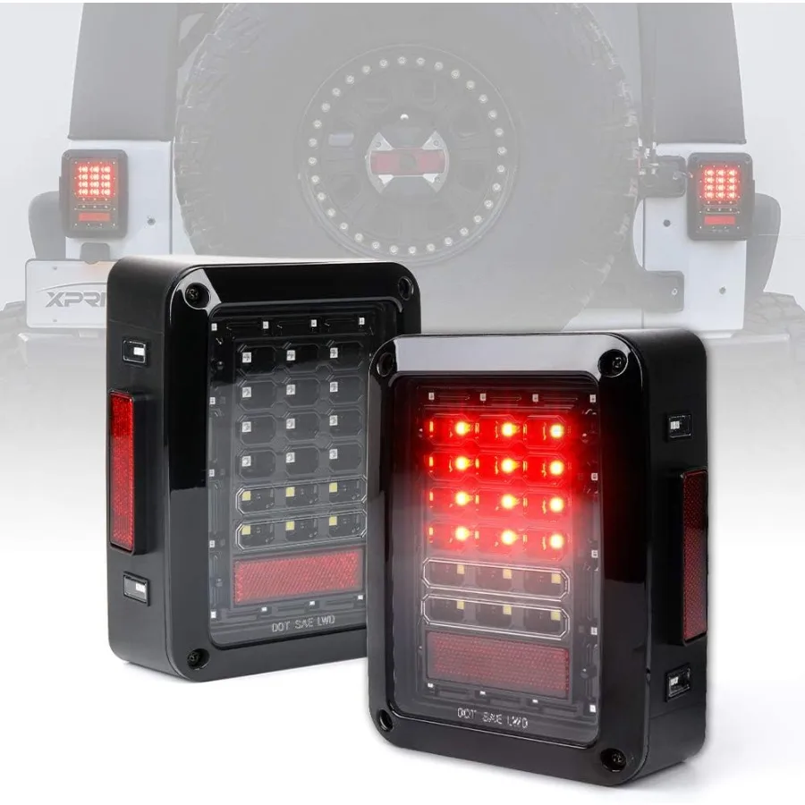 

Tail Lights Compatible with Jeep Wrangler 20072018 JK JKU Sahara Rubicon Sport Unlimited Clear Rear Backup Taillights with Sign