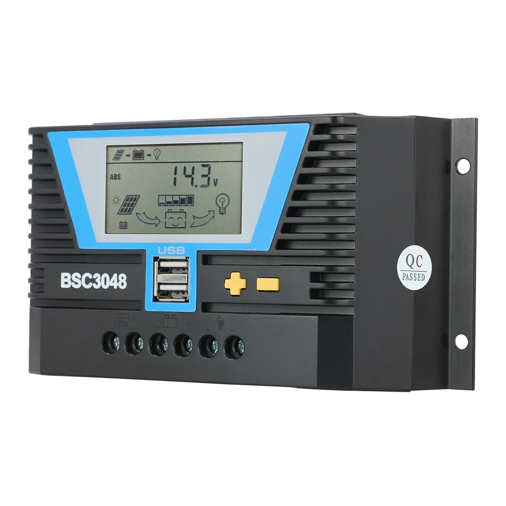 Solar Charge Controller 30A 12/24/36/48V LCD USB Support Sealed/Gel/Flooded/Lithium Battery Controller