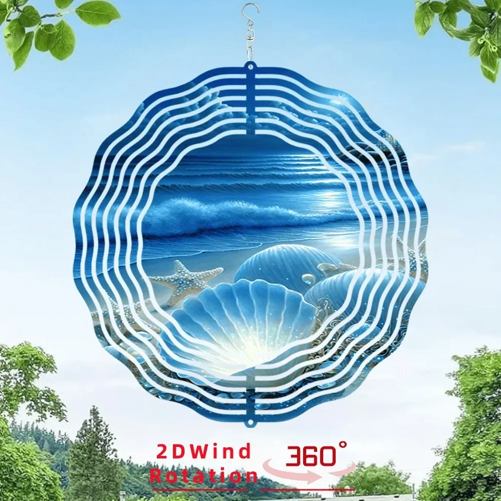 CIFBUY Seashell Starfish Wind Chime 360 Rotating Outdoor Garden Decor Soothing Melodic Melody Gift