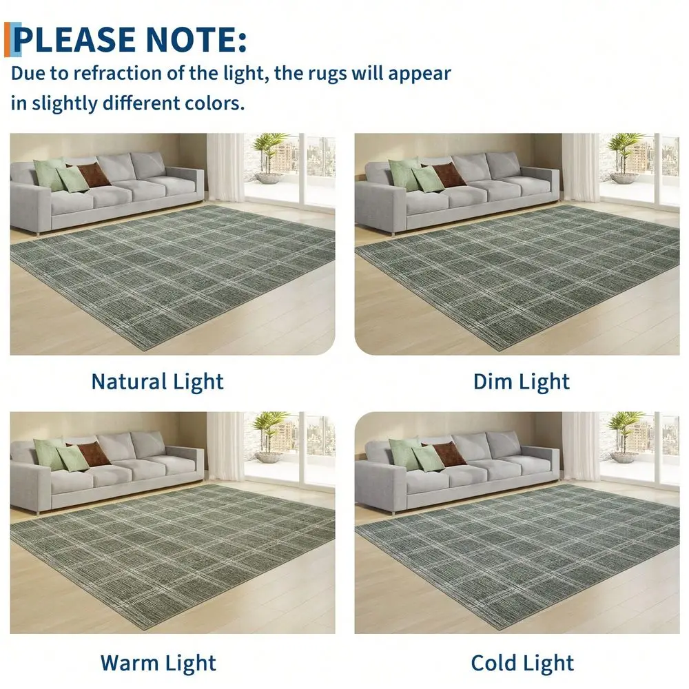 

Modern Checkered Pattern Indoor Area Rug For Dining Room Washable Bedroom Carpet With AntiSlip Backing SpaceSaving Design For L