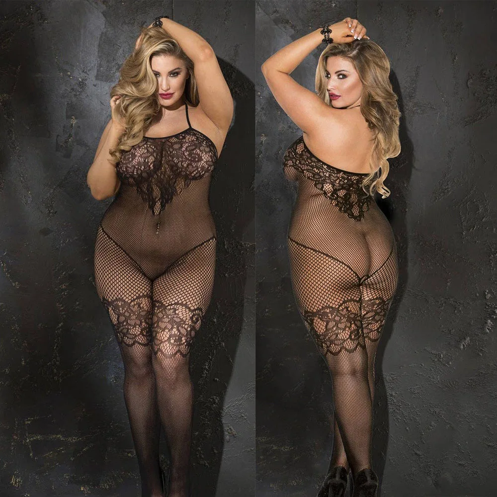 حجم كبير الملابس الداخلية جنسي النساء المثيرة بوديستوكينج الملابس الداخلية Crotchless شبكة صيد السمك كامل الجسم جوارب مفتوحة المنشعب الجنس الملابس #1