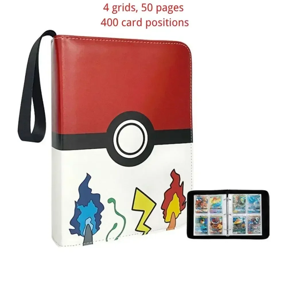 Segregator Trading Card para Pokemon, Cartão Coleção Binder, Titular do 3) personalizado com 50 mangas, 400 bolsos