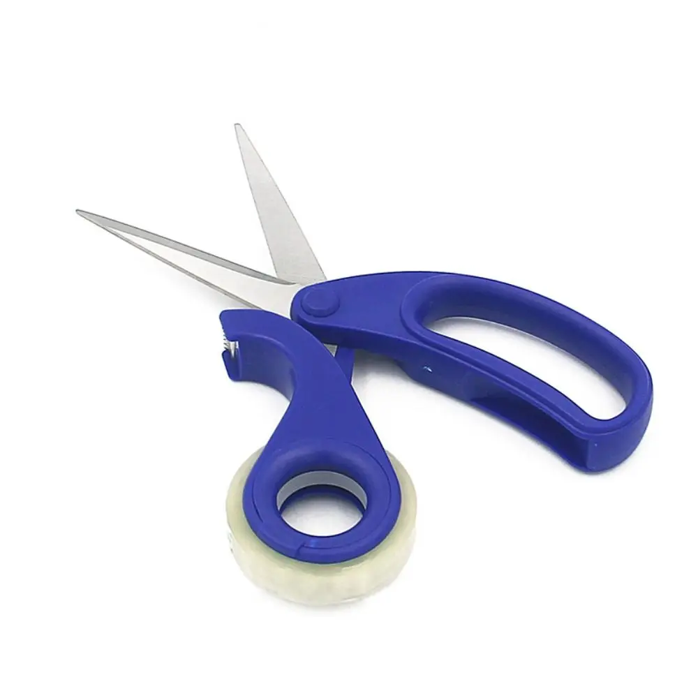 Stainless Steel 2-in-1 Scissors with Transparent Tape Safety Design Utility Scissors Comfortable Grip Multifunctional