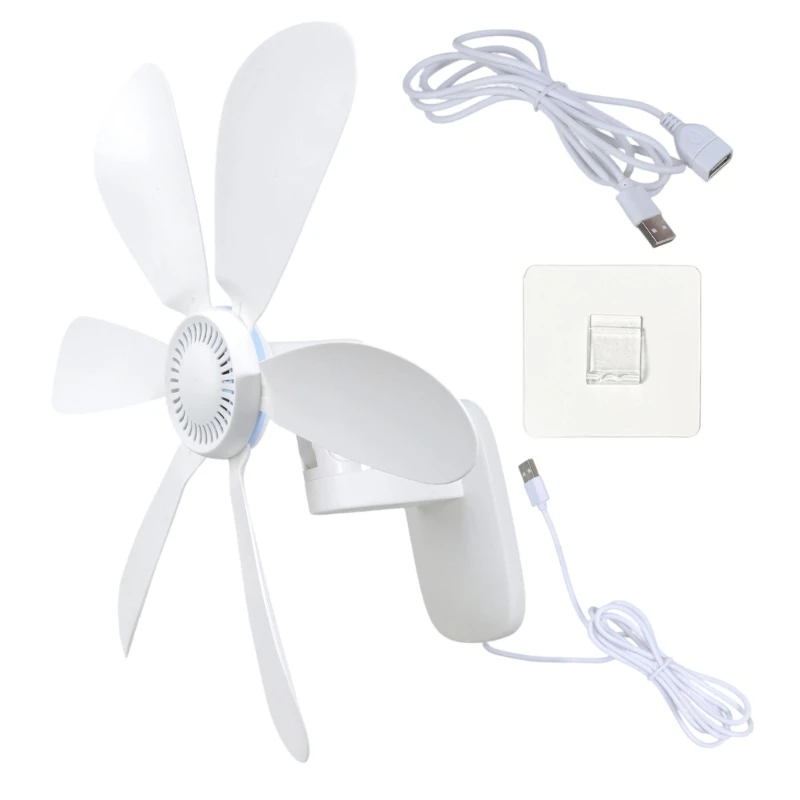 42CM Wall Mount Fan 5V USB Electric power cord Adjustable angle Fan for RV Bedroom Home Office Garage White