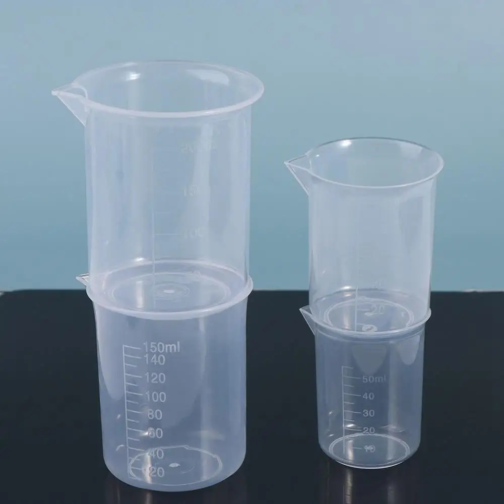 

Reusable Thickened for Kitchen Laboratory Test with Scale Plastic Graduated Cylinder Beaker Measuring Cup Mixing Cups