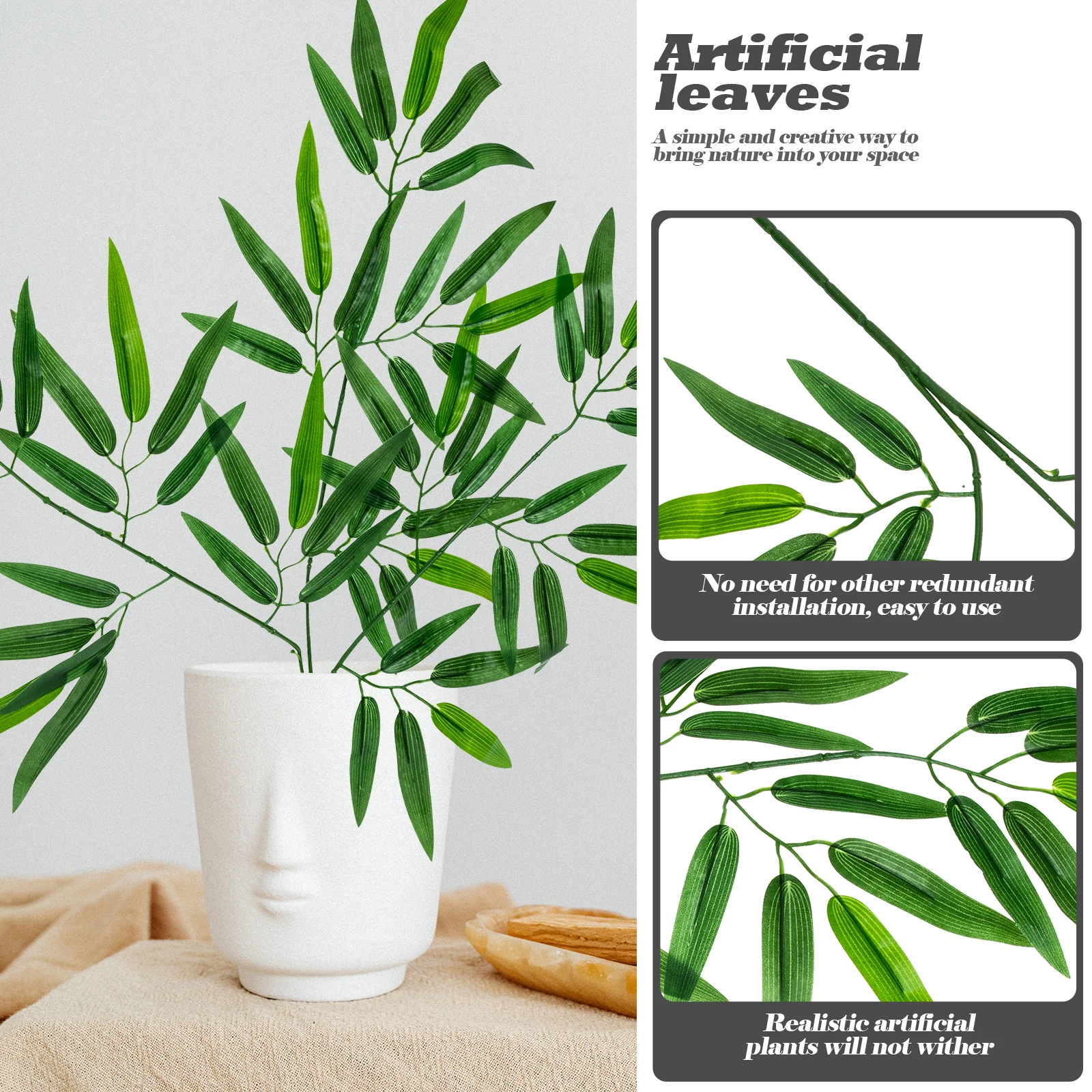 

5pcs Artificial Bamboo Leaves Decorations Greenery Home Office Banquet Party Living Room Decor Safe Materials Long