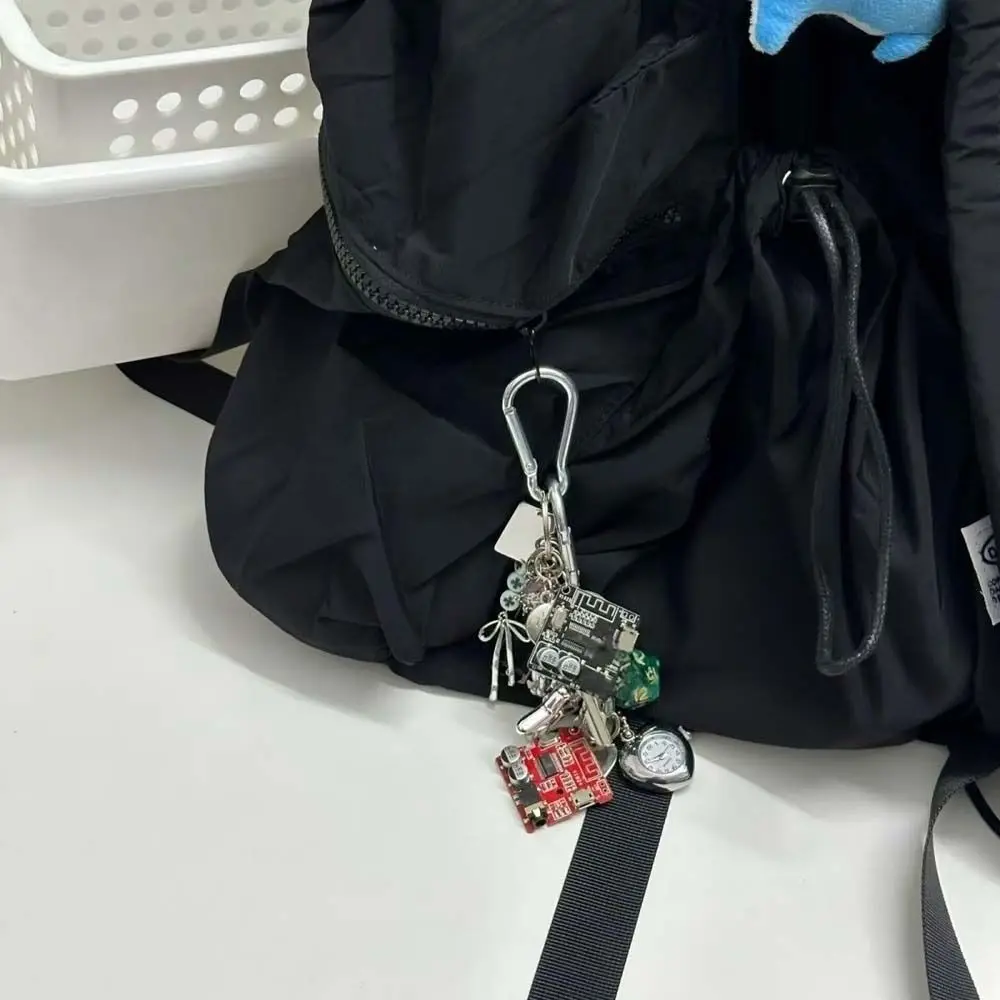Mechanical Elements Pocket Watch Pendant Retro Design Guitar Pick Handmade Vintage Keychain Couple Style Bag Charm