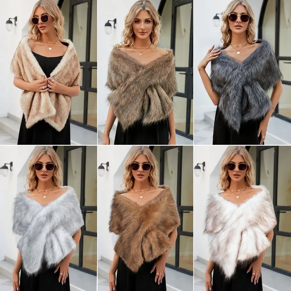 

Fashion Faux Fur Faux Fur Scarf Widened Warm Warm Cheongsam Shawl Multicolour Neck Warmer Party