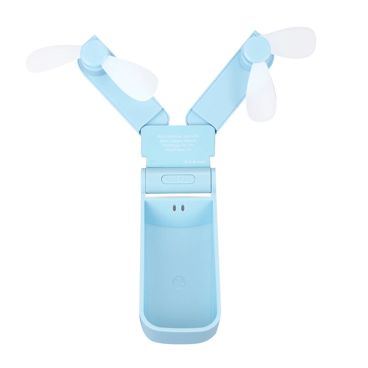 

Mini Portable Folding Double-headed USB Electric Travel Handheld Rechargeable Sky-blue Desk Cooling Fan Lightweight Compact