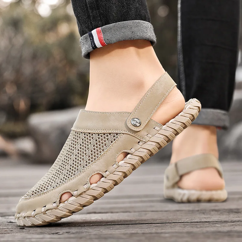 Outdoor Men Leather Sandals for Men Beach Shoes Roman mens Shoes