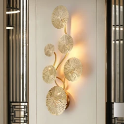 Artpad Copper Lustre Wall Lamp Gold Lotus Leaf Led Wall Lamp Nordic Bedside Living Room Decor Home Lighting Wall Sconce Lamp