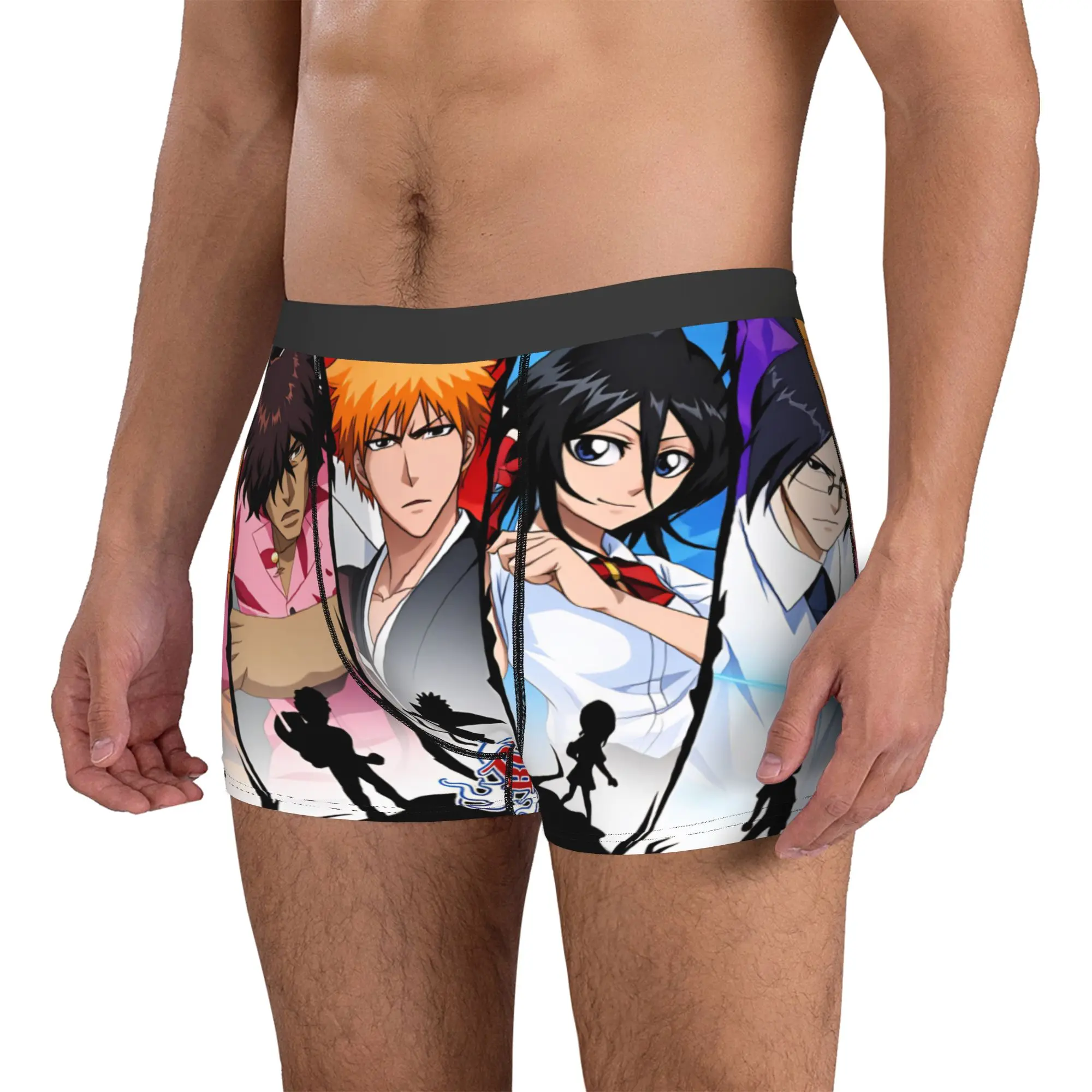 Male Novelty Kon Bleach Orihime Inoue Ichigo Kurosaki Underwear Rukia Kuchiki  Boxer Briefs Breathable Shorts Panties Underpants view 2
