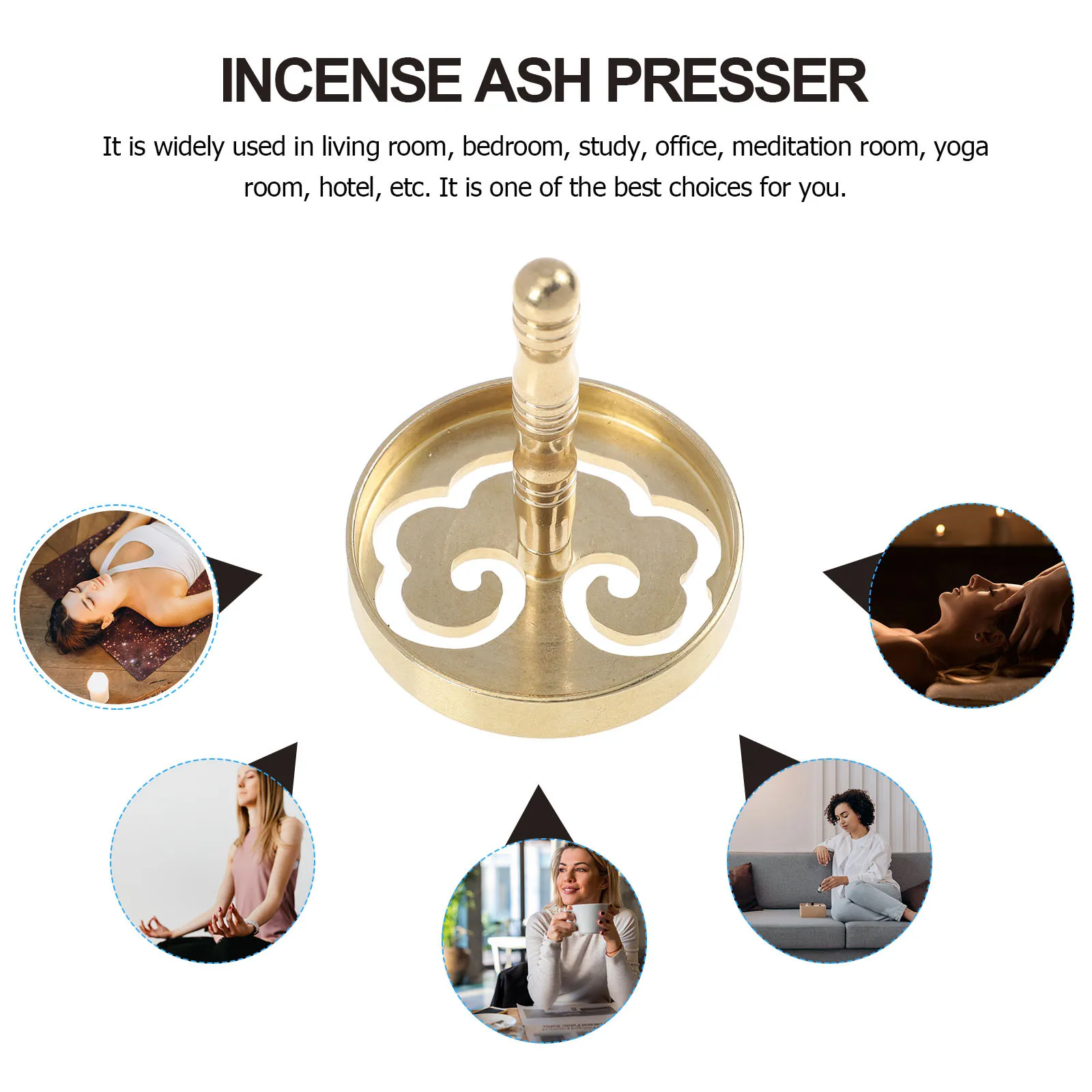 

1Pcs Incense Ash Press Tool Copper Incense Press for Meditation Yoga Temple Bar Decor Ash Pressing Tool Copper Censer Supply
