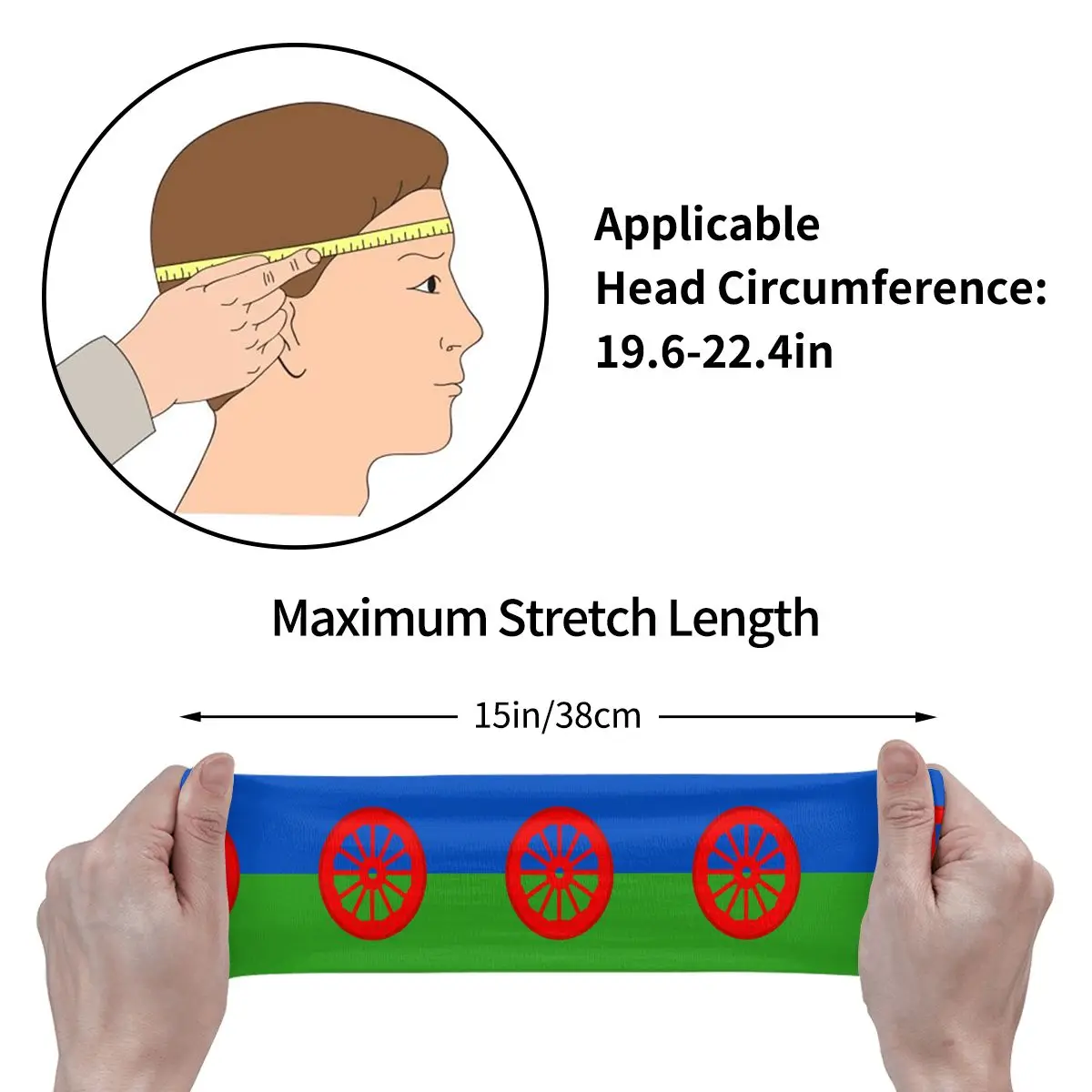 Flag Of The Romani Athletic Headband Elastic Sweatbands Women Men Basketball Sports Gym Fitness Sweat Band Volleyball Tennis