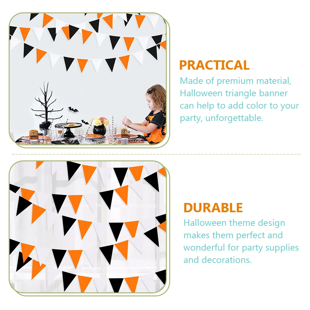

Orange Black Banner Decorations Black White Triangle Flag Decoration for Halloween Party Wall Window Fence Triangle Flag