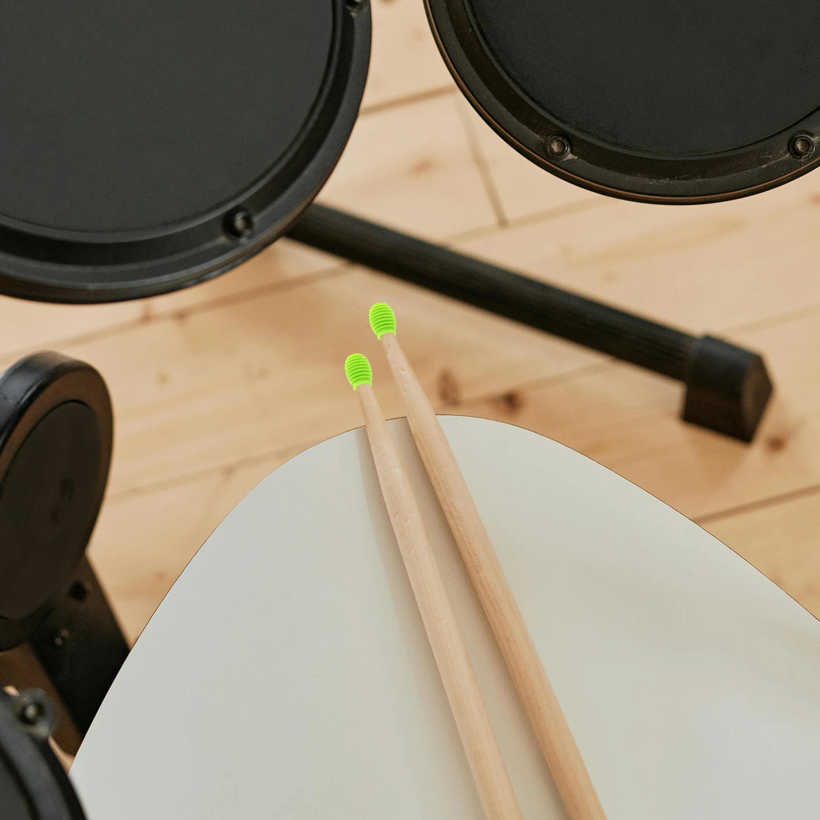 

2 Pcs Drumstick Protector Mute Silent Tip Grass Green Accessories Silica Gel Tips Equipment Practice Mutes