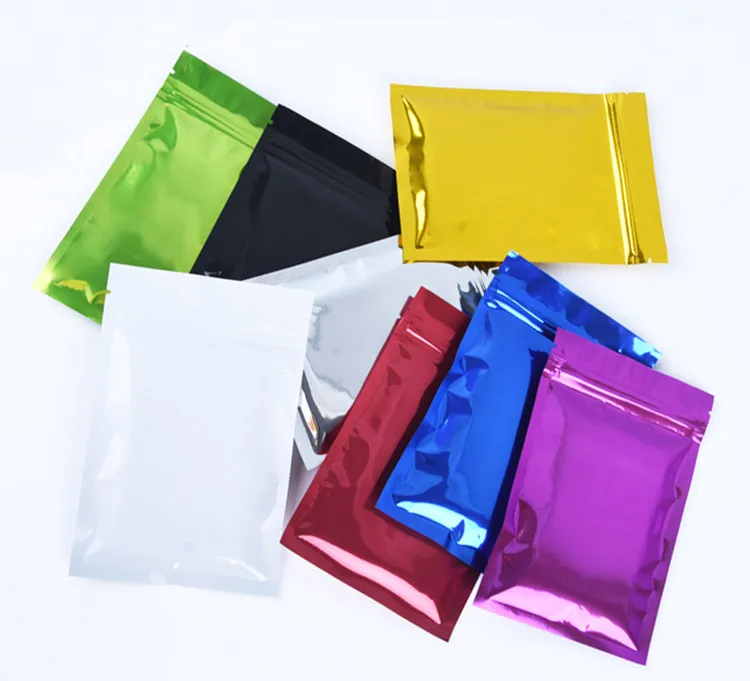 100PCS  Flat Glossy Matte Aluminum Foil Ziplock Bag Heat Sealing Coffee Sugar Snack Salt Spice Tea Resealable Packaging Pouches