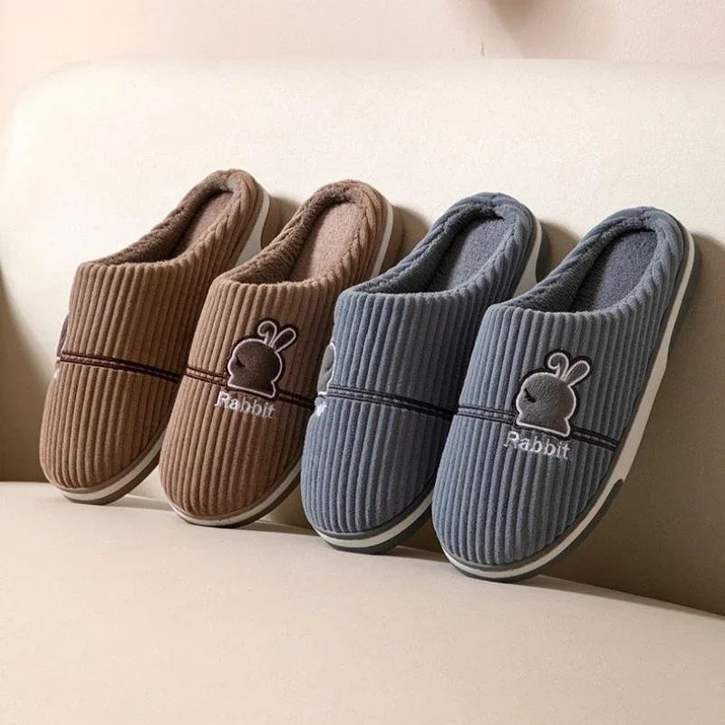 Men Winter Big Size Cotton Slippers Couple Indoor Home Thick Bottom Anti Slip High Quality Large House Slippers
