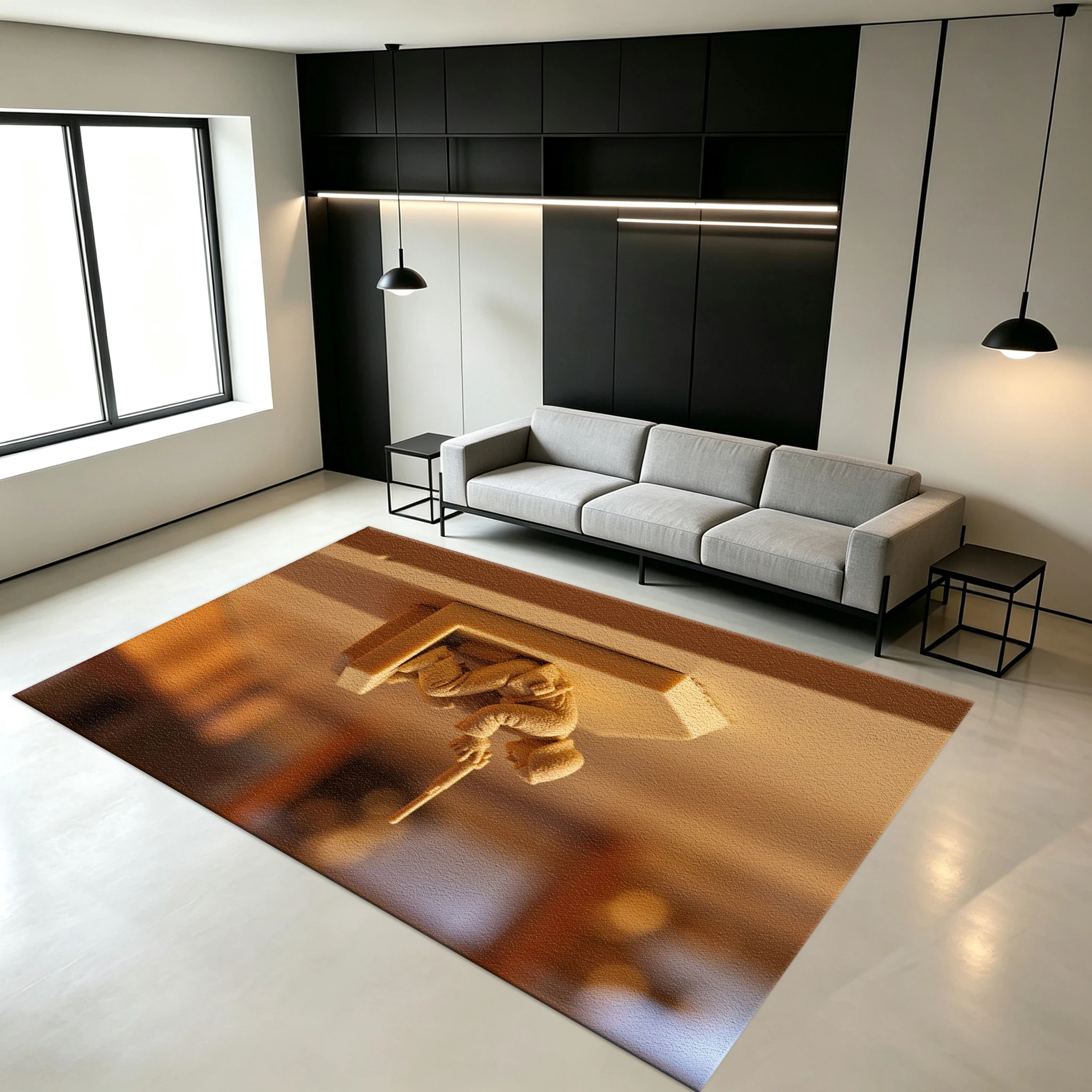 Vintage Miniature Soldier Model 3D Art Carpet Non-Slip Floor Carpet