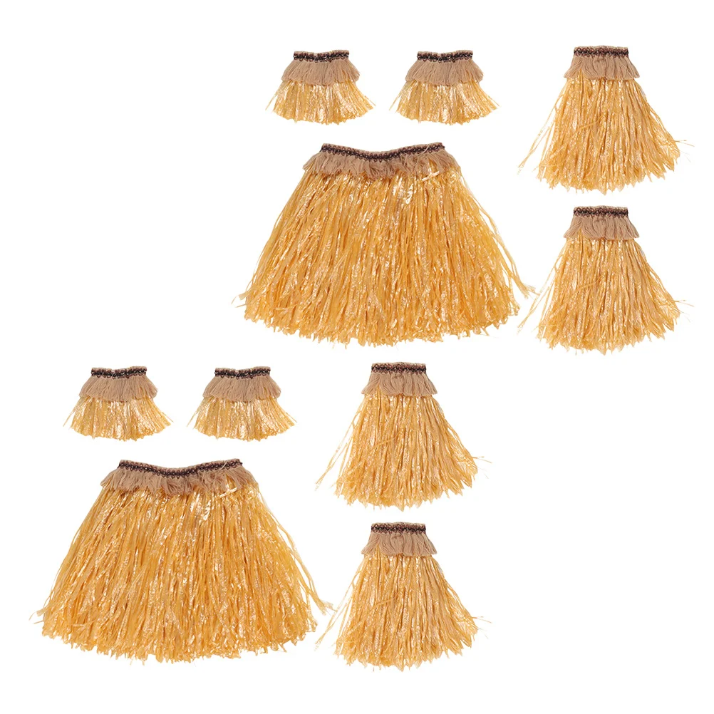 2Sets Hawaiian Grass Skirt Set Colorful Comfortable Hula Skirt Outfit for Luau Party Beach Festival Dance Costume Women