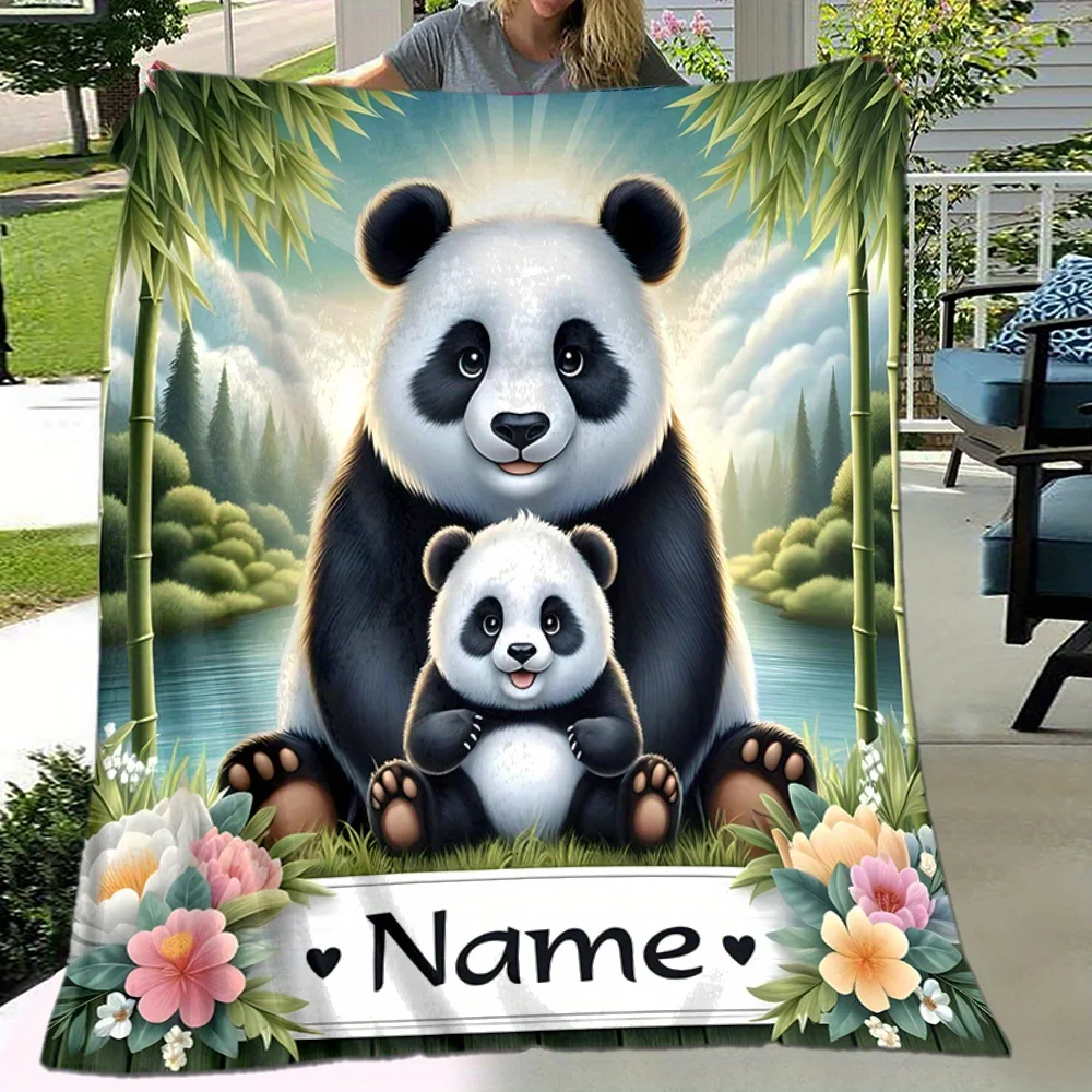 

The customizable panda and cub blanket is soft,modern in style,and comfortable all year round, suitable for sofa beds or offices