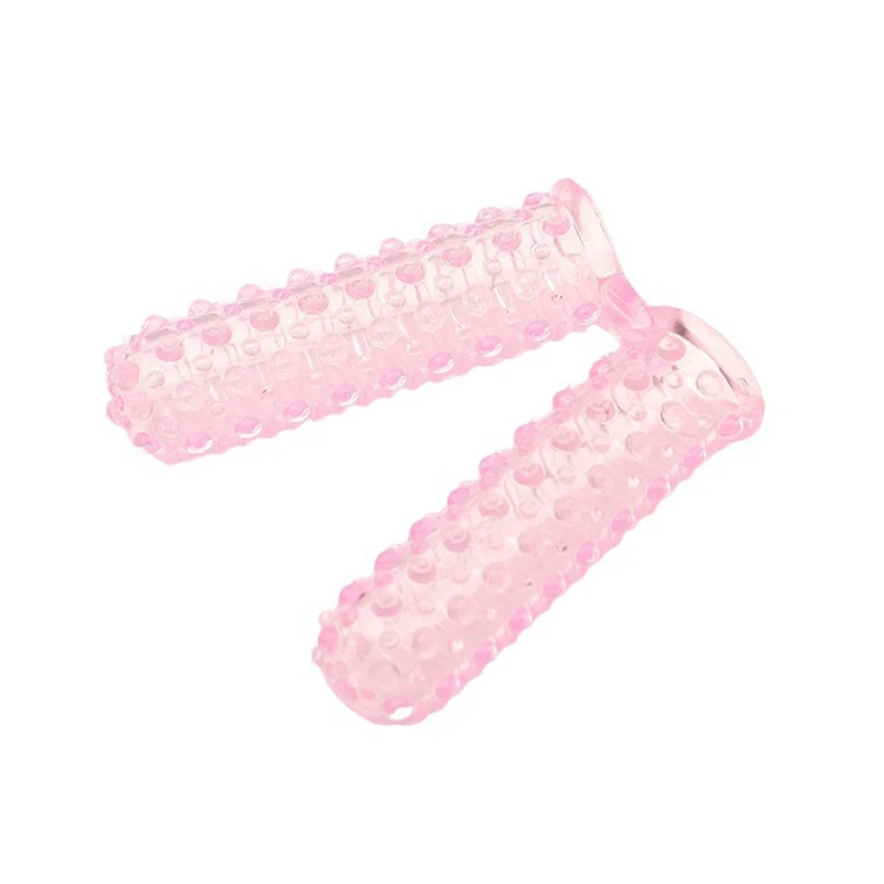 1PCS Crystal Wolf Tooth Double-Finger Together Finger Cover For Adult Couples Sexual Women Clitoral Vaginal Massage Sex Toys