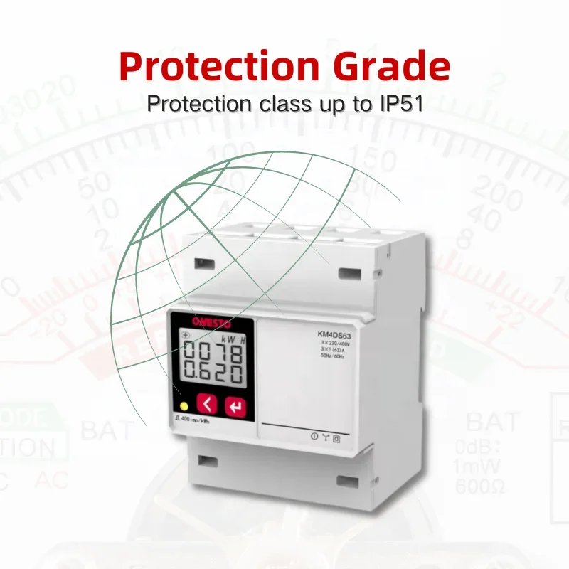 Счетчик энергии на DIN-рейку IP51 Счетчик электроэнергии Светодиодный дисплей Счетчик солнечной энергии Harmonics
