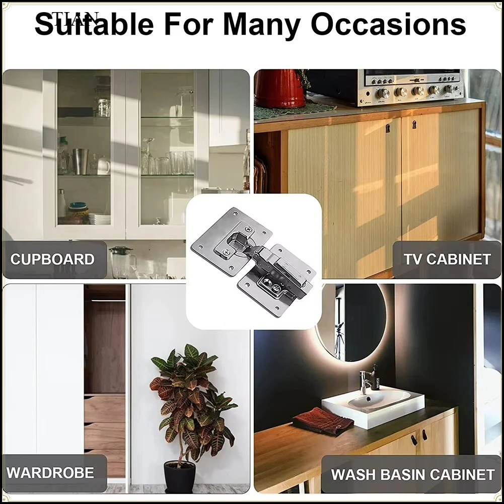 Mounting Plate Set Stainless Steel Hinge Fixing Plate Cabinet Door Maintenance Mounting Plate Restorer Installer Cabinet Hinge