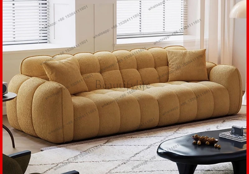 Backrest pumpkin sofa French retro straight row fabric sofa bed custom flannel
