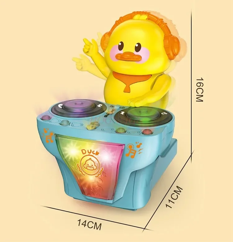 Lindo pato DJ tocadiscos juguete Musical con luz y sonido niños juego interactivo electrónico regalo de educación temprana para niños