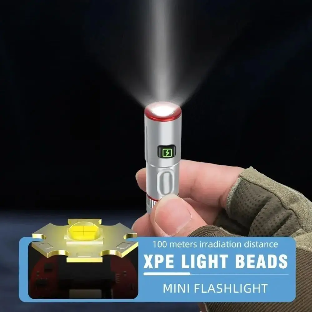 

Мощный мини-светодиодный фонарик, 6 режимов, регулируемый супер яркий брелок-фонарик, водонепроницаемый многофункциональный аварийный фонарь