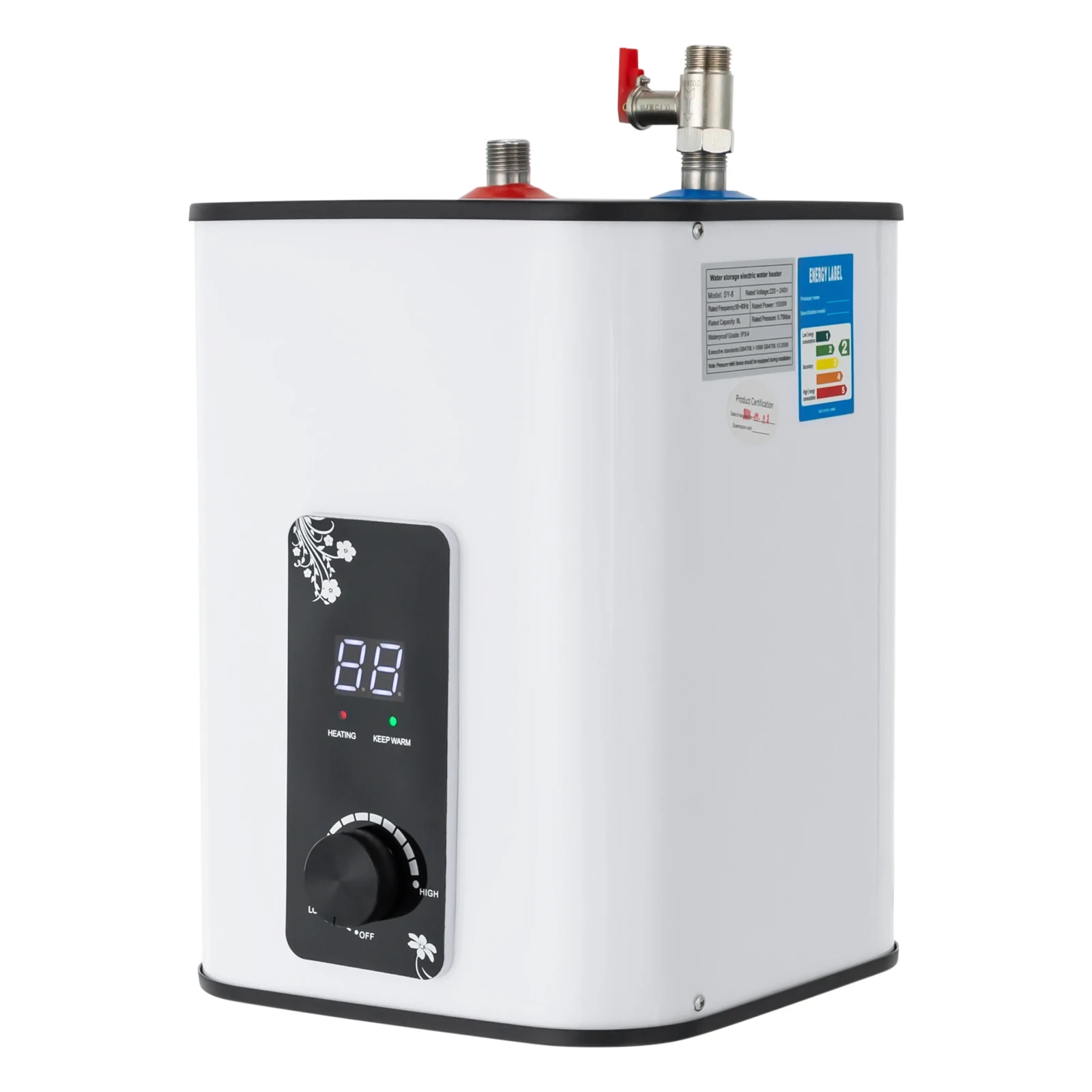 Chauffe-eau électrique instantané 1500W, petit chauffe-eau avec contrôle numérique de la température 32-149 ° F pour sous l'évier de la cuisine ou de la salle de bain