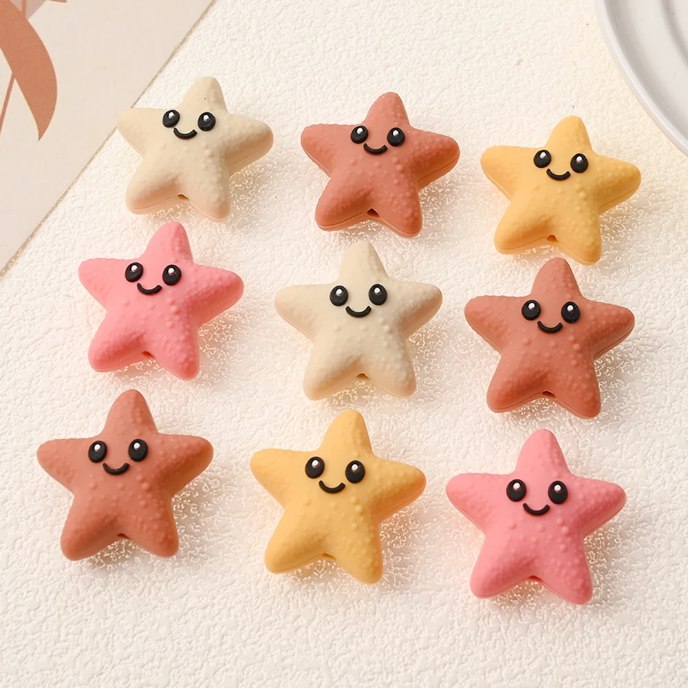 4Pcs Silicone Beads Colorful Star Beads For DIY Pacifiers Clip Jewelry Making Necklace Bracelet