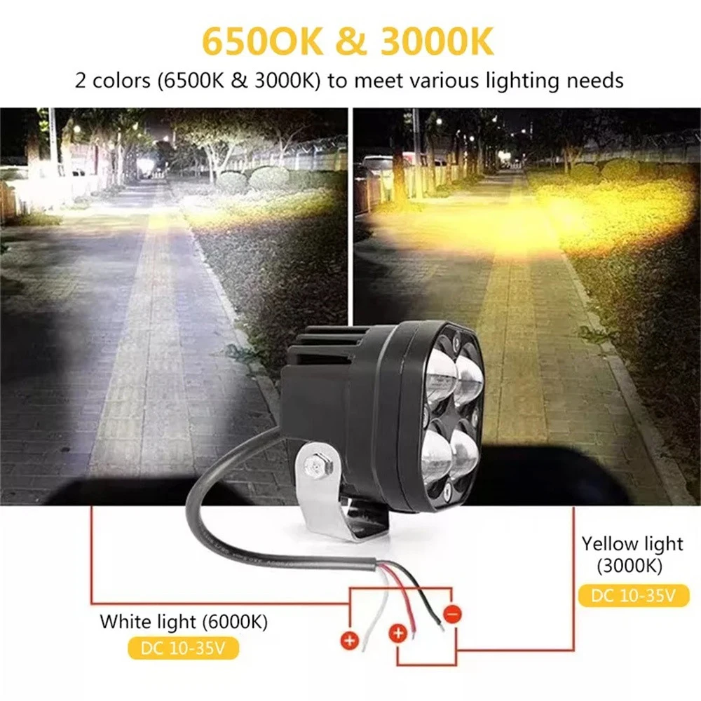 LED-Licht 40W Auto-Scheinwerfer Zweifarbige Motorrad-Spotlights Linse Für LKW ATV UTV Offroad 4x4 Jeep 12V 24V 3 Zoll Nebelscheinwerfer – Detail 6