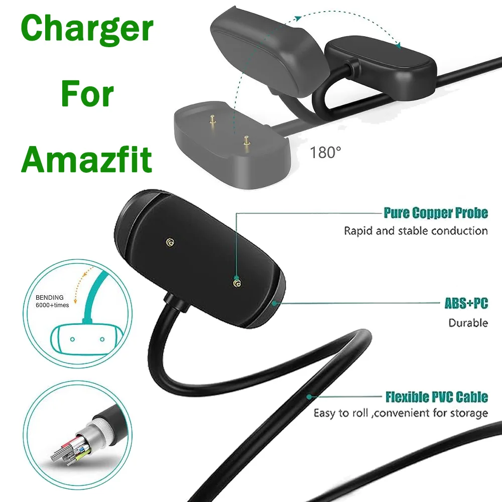 USB Charging Cable Dock For Amazfi Bip 5, Bip 3, Bip U, T-Rex Pro, GTS 4 Mini, GTS 2, GTS 2 Mini, GTS 2e,GTR 2,GTR 2e, Active
